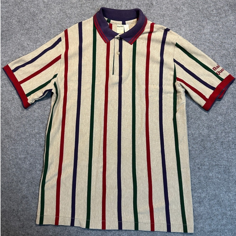 Angelica Vintage Dairy Queen Polo Shirt Medium Multi Color Striped Uniform